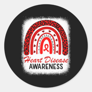 Rainbow Heart Disease Awareness In February We Go Classic Round Sticker