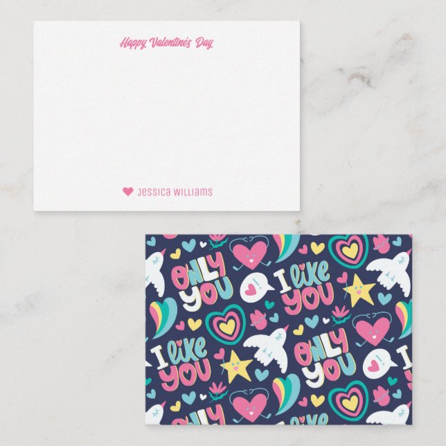 Rainbow Heart Doodle Pattern Cute Valentine's Day Card (Front/Back)