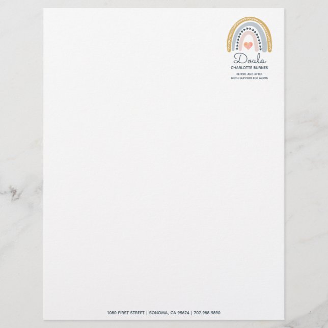 Rainbow Heart Doula Business Letterhead (Front)