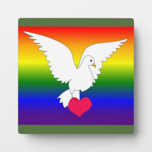 RAINBOW HEART DOVE PLAQUE