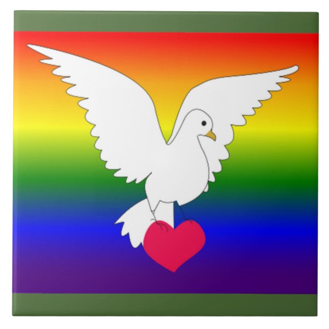 RAINBOW HEART DOVE TILE (Front)