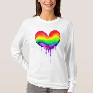 Rainbow Heart Dripping Paint T-Shirt