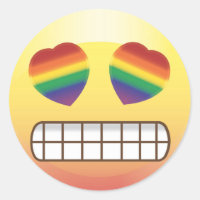 Rainbow Heart Eyes Happy Emoji Face Sticker