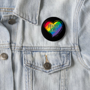 Rainbow Heart Flag Proud Dad LGBT Gay Pride Month 6 Cm Round Badge