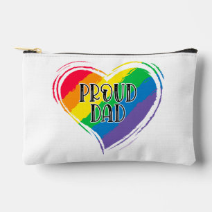 Rainbow Heart Flag Proud Dad LGBT Gay Pride Month Accessory Pouch