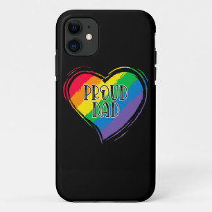 Rainbow Heart Flag Proud Dad LGBT Gay Pride Month Case-Mate iPhone Case