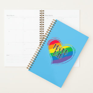 Rainbow Heart Flag Proud Dad LGBT Gay Pride Month Planner