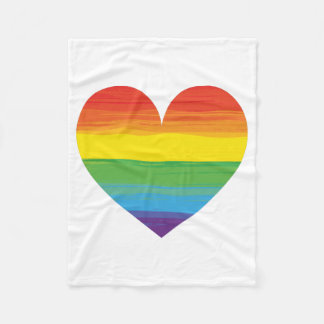 Rainbow heart fleece blanket