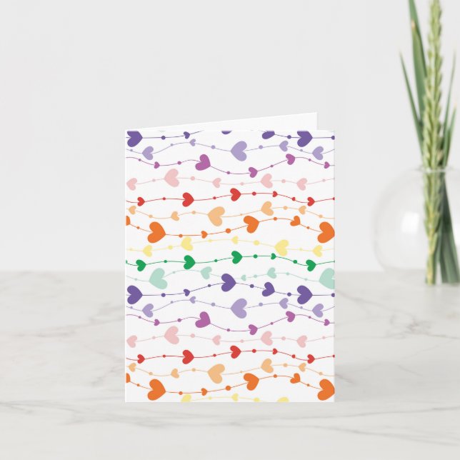 Rainbow Heart Garland Pattern Love Strings Blank Card (Front)