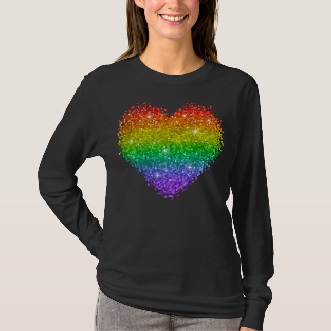 rainbow heart glitter T-Shirt (Front)