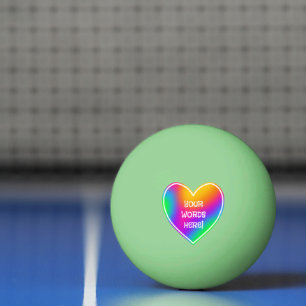 Rainbow Heart Glow in the Dark Ping Pong Ball