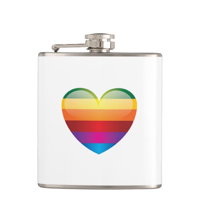 Rainbow Heart Hip Flask (Front)