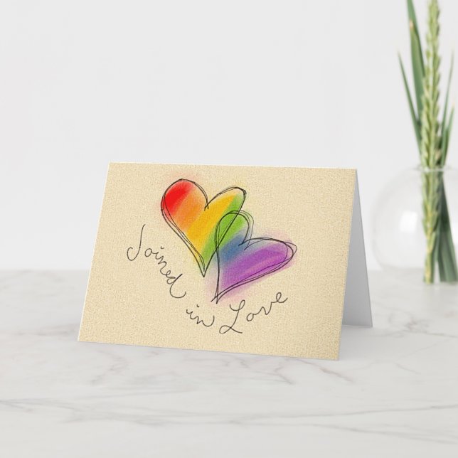 Rainbow Heart Joined in Love Card (Front)