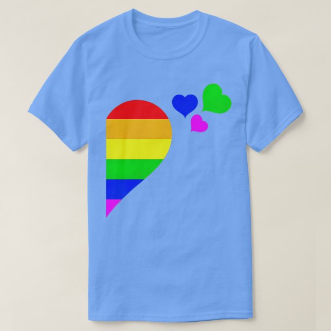 Rainbow Heart LGB Lesbian Gay Couple LGBQ Valentin T-Shirt (Design Front)