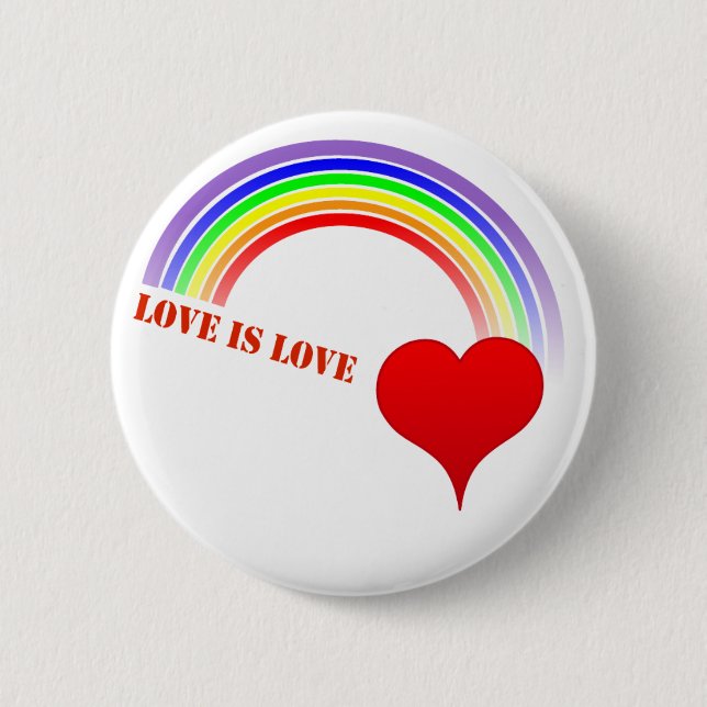 Rainbow Heart "Love Is Love" Button (Front)