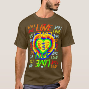 Rainbow Heart Love LGBT Pride Word Art T-Shirt