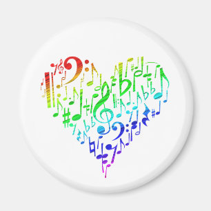 Rainbow Heart Magnet White