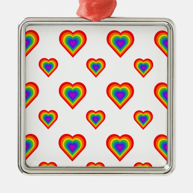 Rainbow Heart Metal Tree Decoration (Front)