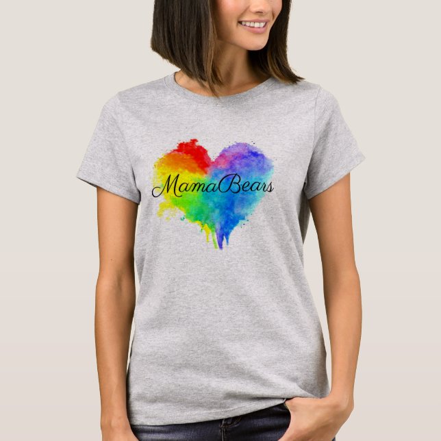 Rainbow Heart Moms T Shirt (Front)