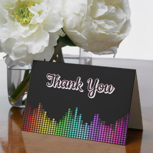 Rainbow Heart Music Equalizer Black Thank You Card