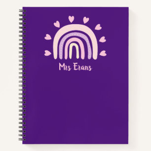 Rainbow Heart Notebook, Personalised Teacher Gift Notebook