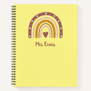 Rainbow Heart Notebook, Personalised Teacher Gift Notebook