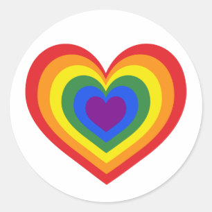 Rainbow Heart on White Classic Round Sticker