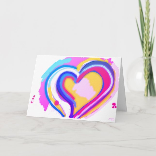 RAINBOW HEART ORIGINAL ART Folded Greeting Card (Front)