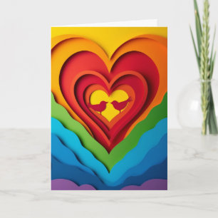 Rainbow Heart Paper Collage Card
