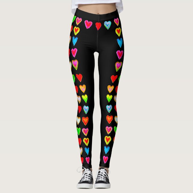 Rainbow Heart Pastel Leggings (Front)