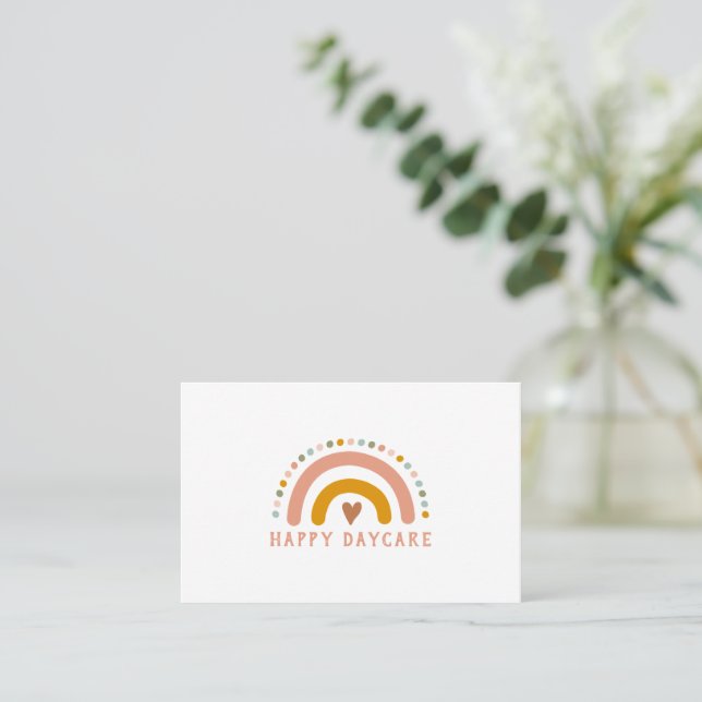 Rainbow Heart Pastel Spots Business Card (Standing Front)