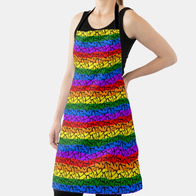 Rainbow Heart Pattern Apron (Insitu)