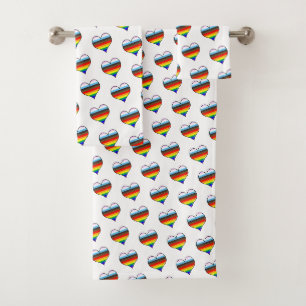 Rainbow Heart Pattern Bath Towel Set