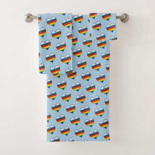 Rainbow Heart Pattern Bath Towel Set
