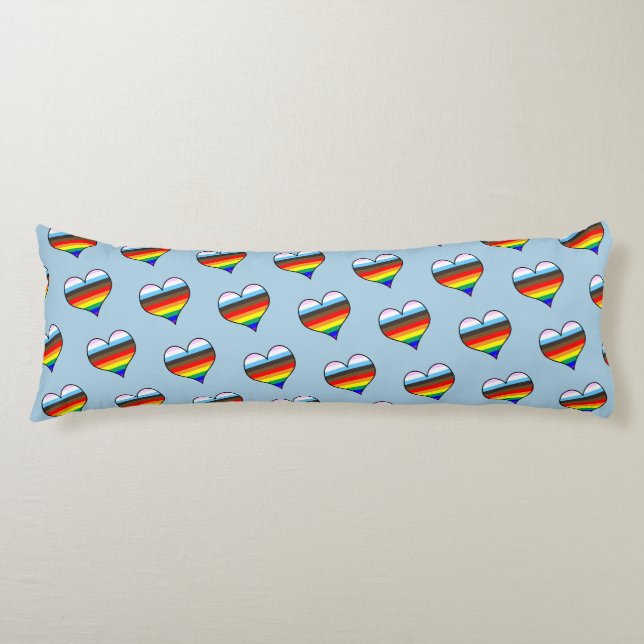Rainbow Heart Pattern Body Pillow (Front)