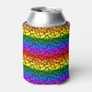 Rainbow Heart Pattern Can Cooler