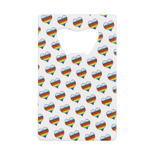 Rainbow Heart Pattern Credit Card Bottle Opener