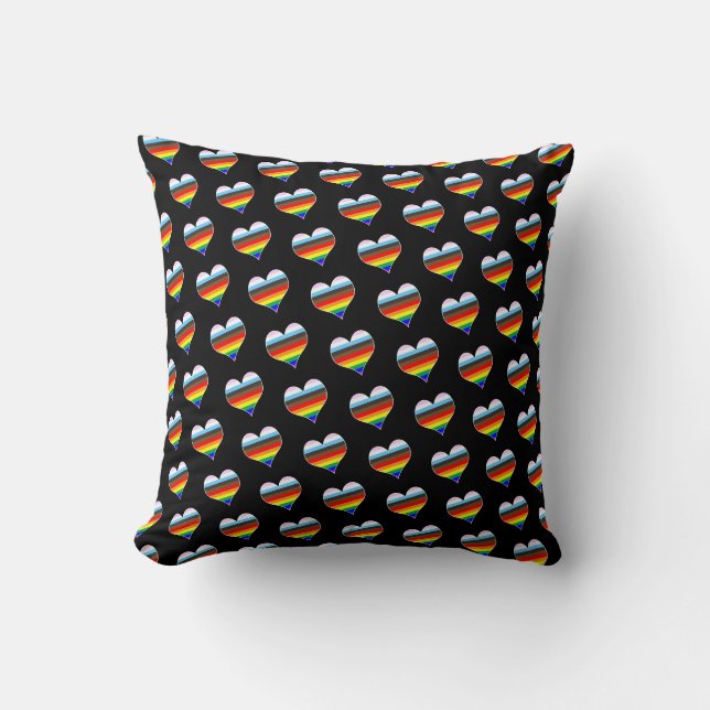 Rainbow Heart Pattern Cushion (Front)