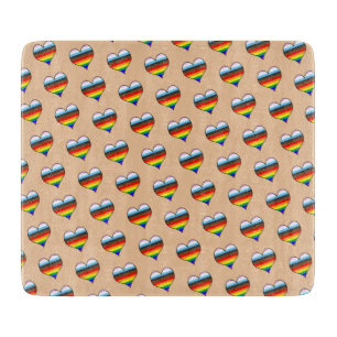 Rainbow Heart Pattern Cutting Board