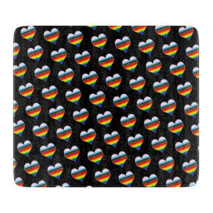 Rainbow Heart Pattern Cutting Board