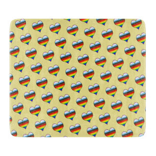 Rainbow Heart Pattern Cutting Board