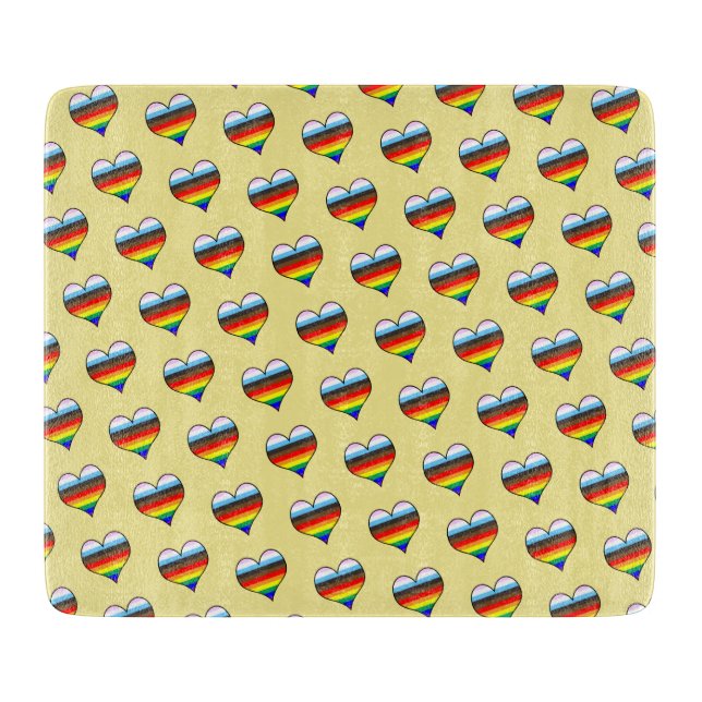 Rainbow Heart Pattern Cutting Board (Front)
