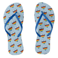 Rainbow Heart Pattern Flip Flops