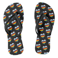 Rainbow Heart Pattern Flip Flops