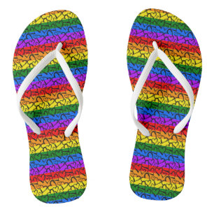 Rainbow Heart Pattern Jandals