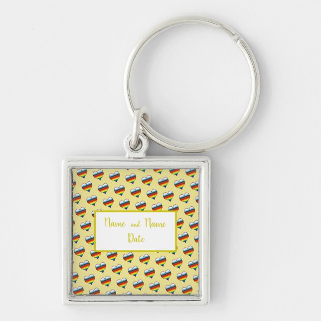 Rainbow Heart Pattern Key Ring (Front)