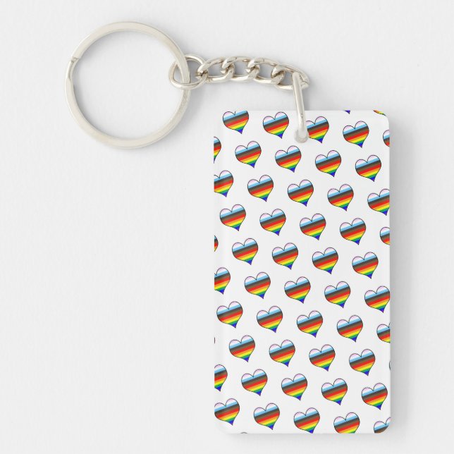 Rainbow Heart Pattern Keychain (Front)