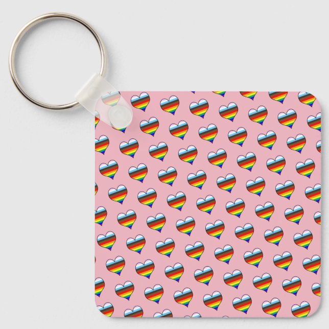 Rainbow Heart Pattern Keychain (Front)