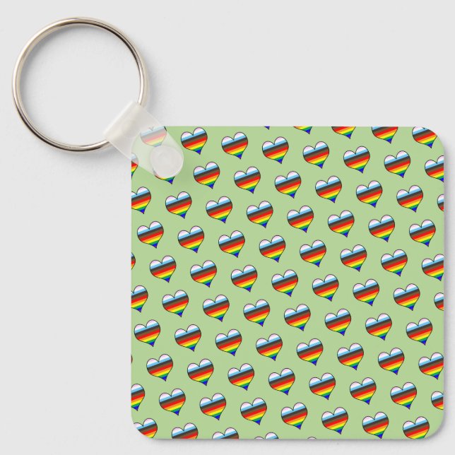 Rainbow Heart Pattern Keychain (Front)