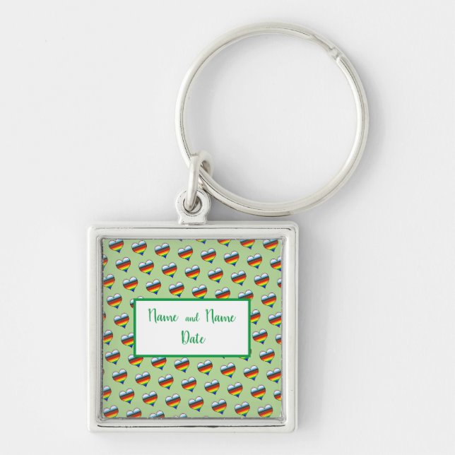 Rainbow Heart Pattern Keychain (Front)